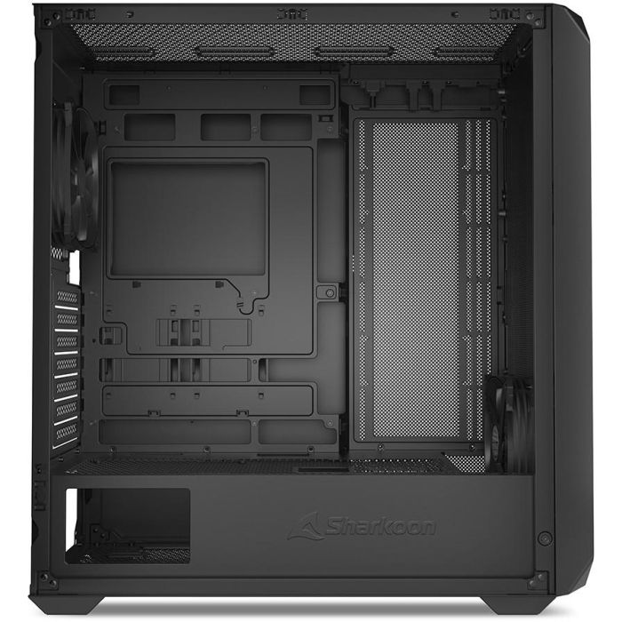 Sharkoon AK2 Midi Tower Negra - Caja PC Gaming/Oficina/Multimedia, 2 Ventiladores 120mm Preinstalados, USB-C, Soporte BTF, Radiadores 360mm 4