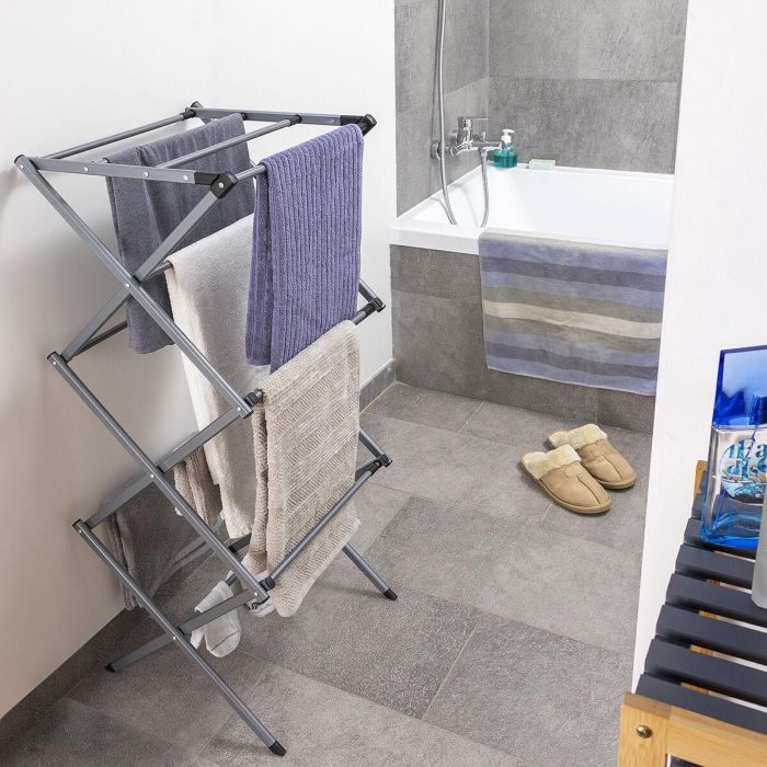 Tendedero Metálico Plegable y Extensible con 3 Alturas Cloxy InnovaGoods 11 barras 9 Tendedero Metálico Plegable y Extensible con 3 Alturas Cloxy InnovaGoods 11 barras 9