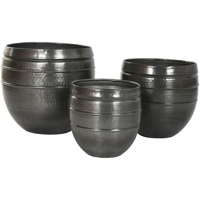 Macetero Moderno DKD Home Decor Gris 40 x 40.5 x 40 cm Set de 3 1
