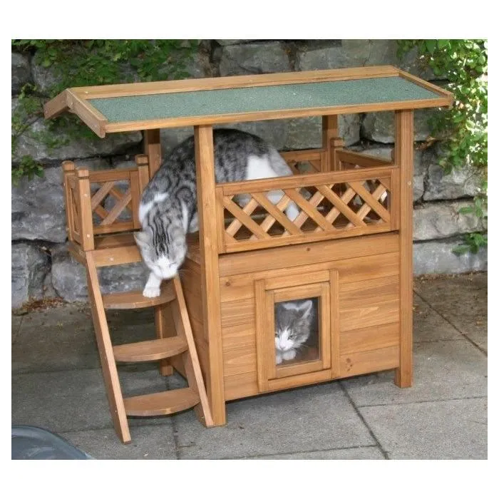 Kerbl Casa para Gatos Lodge Madera Marrón / Verde 77 x 50 x 73 cm 2 Kerbl Casa para Gatos Lodge Madera Marrón / Verde 77 x 50 x 73 cm 2