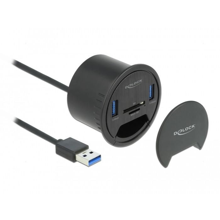 DELOCK 2 Port Tisch-Hub 2x SuperSpeed USB Typ-A und Card Reader fur SD und Micro 0 DELOCK 2 Port Tisch-Hub 2x SuperSpeed USB Typ-A und Card Reader fur SD und Micro 0