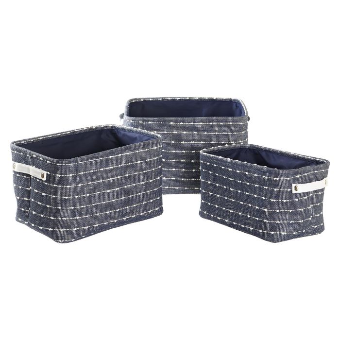 Cesta DKD Home Decor Azul Marino Blanco 28 x 25 x 38 cm Set de 3 Cesta DKD Home Decor Azul Marino Blanco 28 x 25 x 38 cm Set de 3