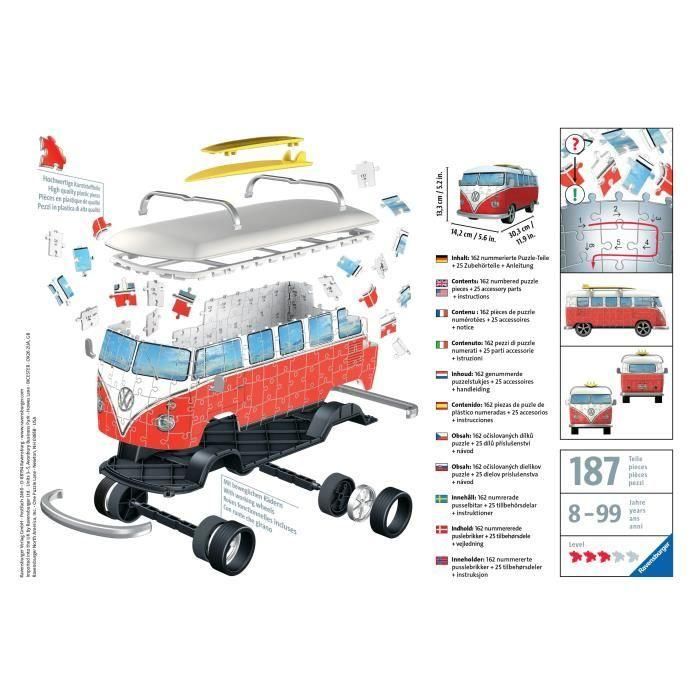RAVENSBURGER 3D Puzzle Volkswagen Combi T1 162 piezas 4 RAVENSBURGER 3D Puzzle Volkswagen Combi T1 162 piezas 4