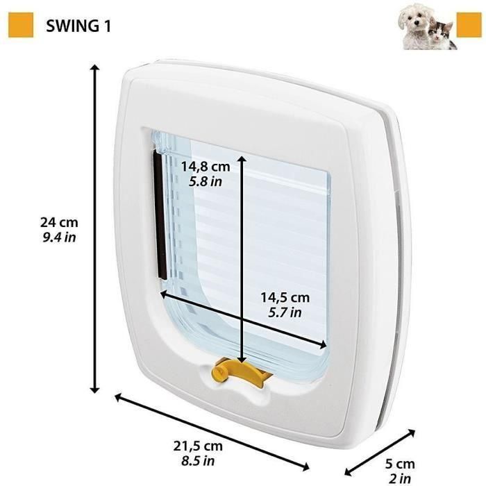 Puerta para gatos - FERPLAST - Columpio 1 - 21,5 x 5 x 24 cm - Gris 4 Puerta para gatos - FERPLAST - Columpio 1 - 21,5 x 5 x 24 cm - Gris 4