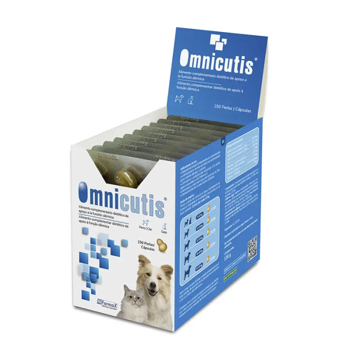 Omnicutis 150 Cápsulas para Perros y Gatos - Ácidos Grasos Esenciales, Zinc, Vitaminas A, E y C - Dermatosis y Procesos Alérgicos Omnicutis 150 Cápsulas para Perros y Gatos - Ácidos Grasos Esenciales, Zinc, Vitaminas A, E y C - Dermatosis y Procesos Alérgicos