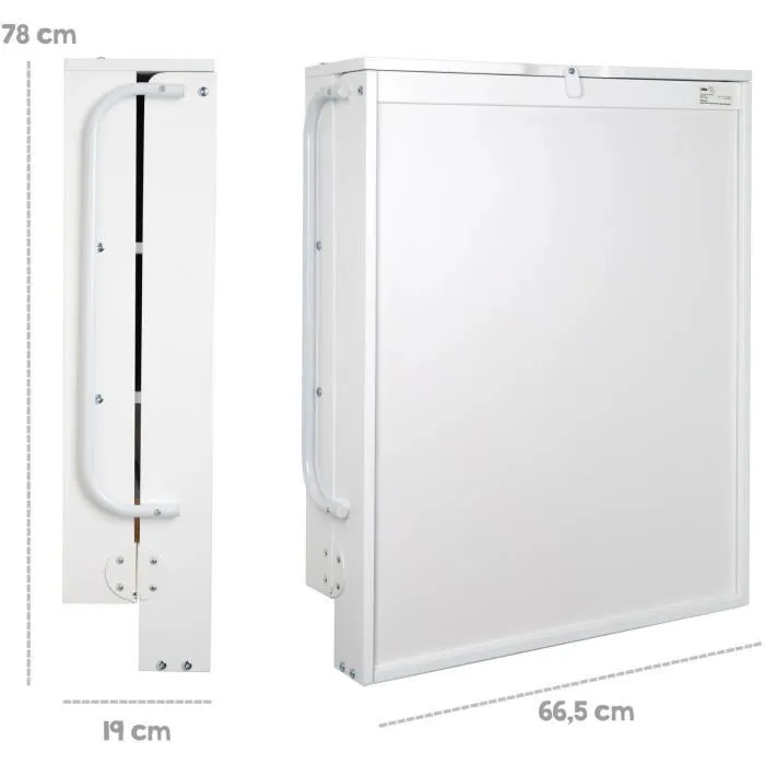 Roba Cambiador Plegable de Pared con Colchón Impermeable, 2 Estantes Integrados, Madera Lacada en Blanco