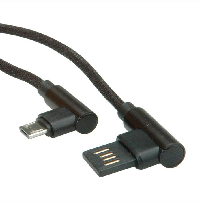 ROLINE USB 2.0 Kabel, gewinkelt, Typ A rev - Micro B, ST/ST, schwarz, 0,8 m 1 ROLINE USB 2.0 Kabel, gewinkelt, Typ A rev - Micro B, ST/ST, schwarz, 0,8 m 1