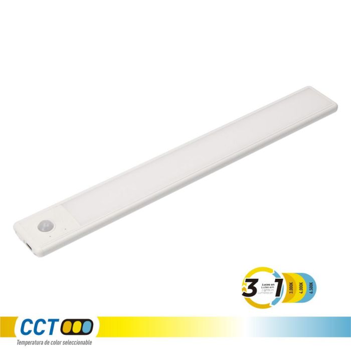 Regleta led regulable y recargable con sensor, magnética, 1,5 W, 3cct, 1500 mah, 14 x 40 x 306 mm 0 Regleta led regulable y recargable con sensor, magnética, 1,5 W, 3cct, 1500 mah, 14 x 40 x 306 mm 0