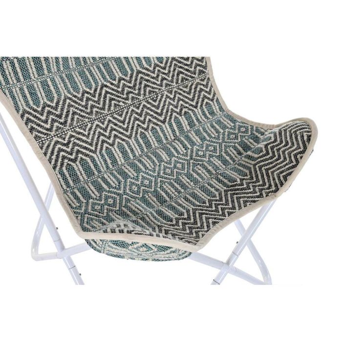 Sillon Boho DKD Home Decor Azul Blanco 65 x 90 x 74 cm 1