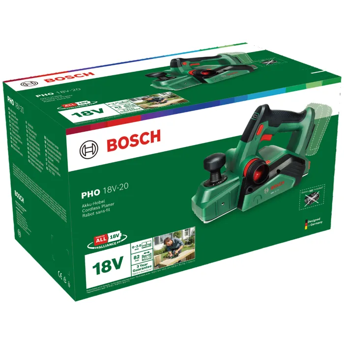Bosch Cepillo Inalámbrico PHO 18V-20 con Base de 82 mm para Madera