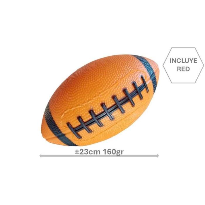 Poessa Pelota Rugby PVC Bismark Design 23cm 160gr Naranja y Negro Red 2
