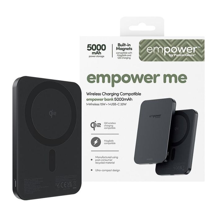 PanzerGlass Power Bank 5000mAh EMPOWER Space Black - Cargador portátil externo, Batería recargable con aluminio reciclado 1 PanzerGlass Power Bank 5000mAh EMPOWER Space Black - Cargador portátil externo, Batería recargable con aluminio reciclado 1