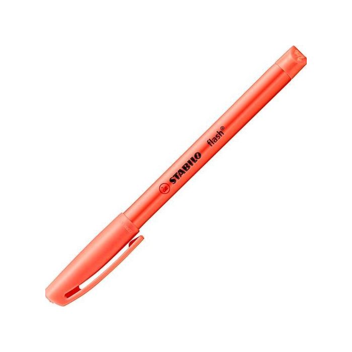 Stabilo Marcador Fluorescente Flash Rojo Caja 10 Ud - Diseño Fino, Tinta Visible, Anti-Secado