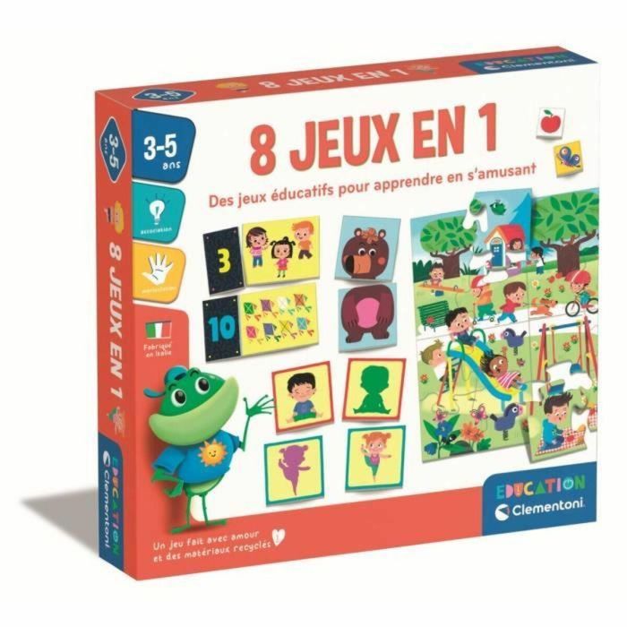 Clementoni - Caja de 8 juegos en 1 - Juegos educativos formas, colores, números, cantidades - A partir de 3 años