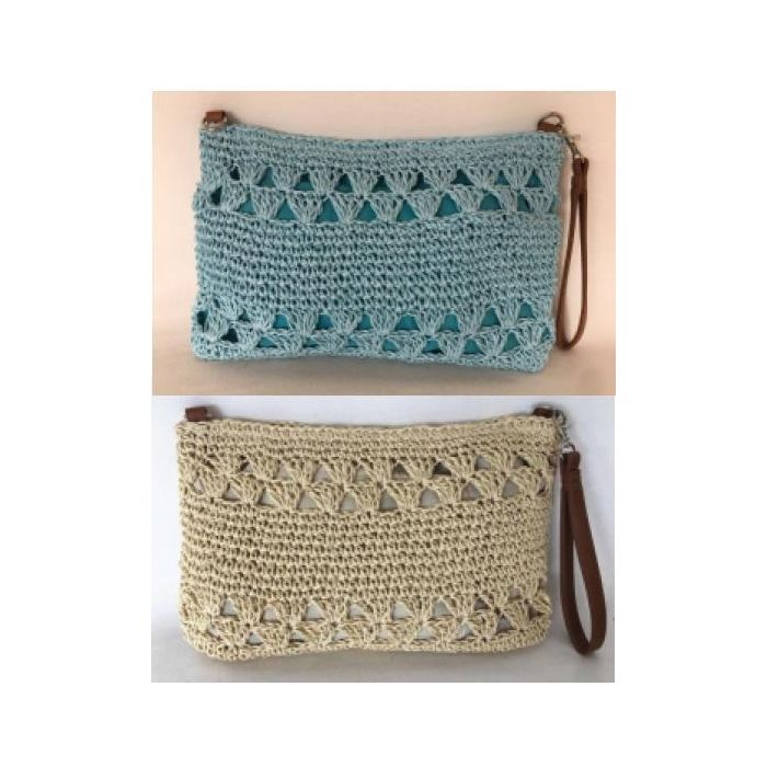 DKD Home Decor Neceser Boho Beige Azul Algodón PU 32x5x20 cm Pack de 4 Unidades