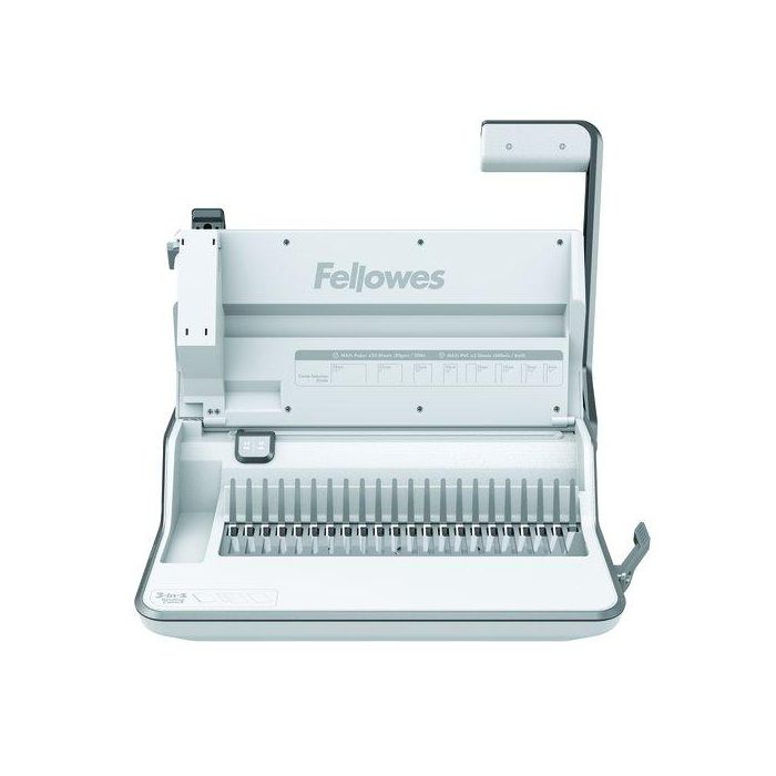 Fellowes Encuadernadora Multifunción Lyra 3 en 1: Encuaderna 300 Páginas (38mm) y 20 Manual, Grapa 30, Perfora 30 (2/4 Orificios)