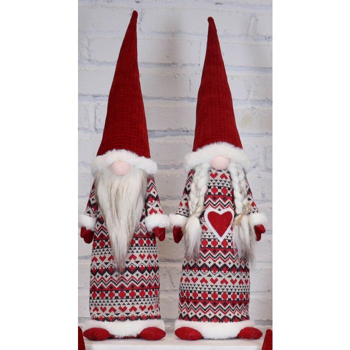 DKD Home Decor Figura de Navidad Tradicional Roja de Poliéster, Adorno Decorativo, 12x56x14 cm (Set de 2 Unidades Surtidas)