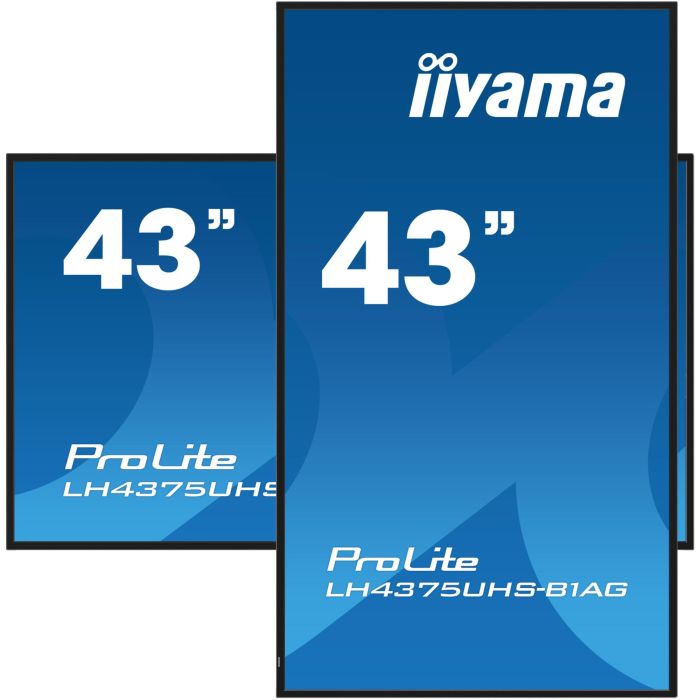 Iiyama Monitor 43" 4K UHD Android 11 LH4375UHS-B1AG, 3840x2160, Operación 24/7, 500cd/m², Landscape y Portrait, 3xHDMI, DP, Altavoces 2x10W 12