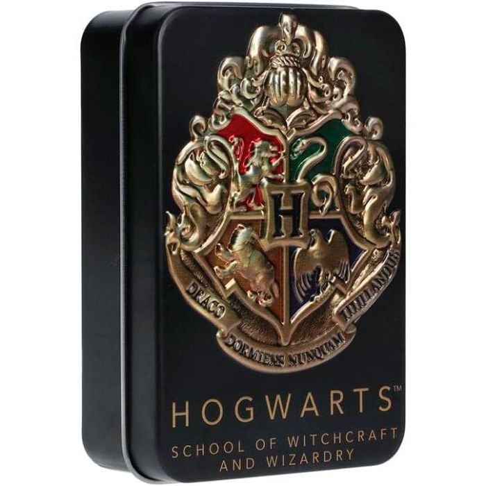Wondee Barajas de Cartas Harry Potter Poker de Hogwarts con 54 Cartas Inspiradas en las 4 Casas Gryffindor, Hufflepuff, Ravenclaw, Slytherin en Lata Metálica