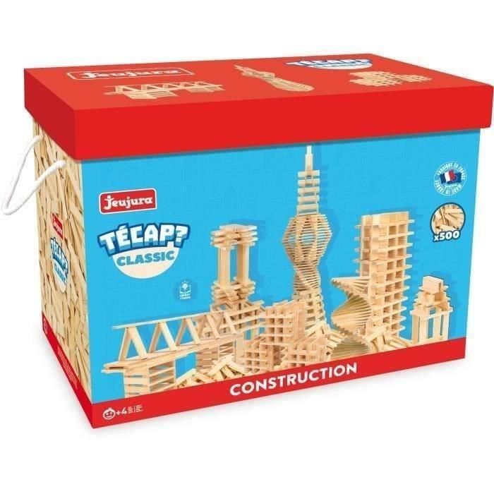 JEUJURA Tecap? Classic - 500 tablas de madera, juego de equilibrio y construcción para niños a partir de 4 años