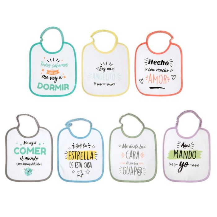 KioKids Set 7 Baberos Semanales Con Frases Divertidas Bebé Absorbentes +0 Meses 3