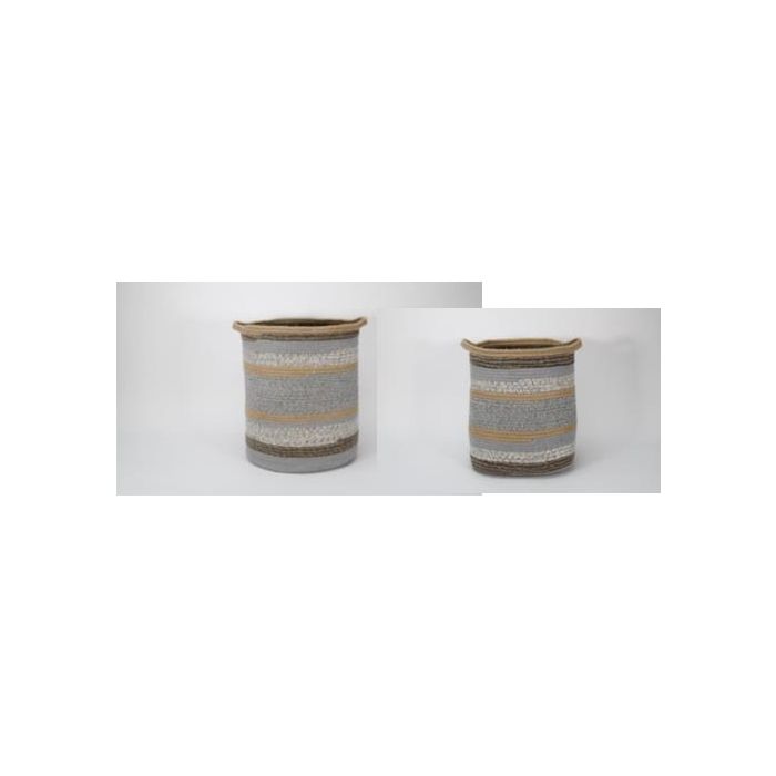 Cesta Boho DKD Home Decor Gris Natural 40 x 45 x 40 cm Set de 2