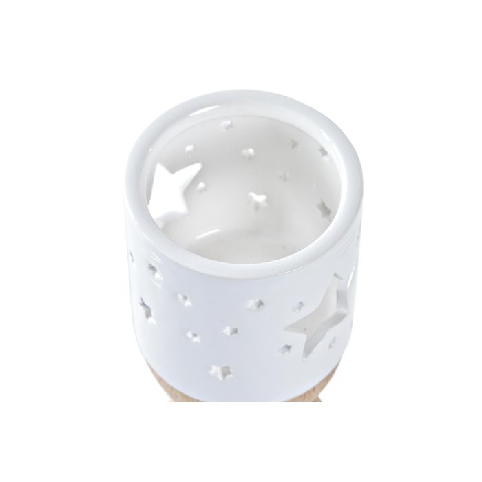 Portavela Navidad Moderna DKD Home Decor Blanco Marron 6 x 14 x 6 cm 1