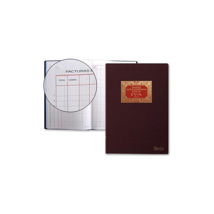 Miquelrius Libro Registro Facturas Emitidas Folio 100 Hojas Papel 102g/m² Forrado en Tela