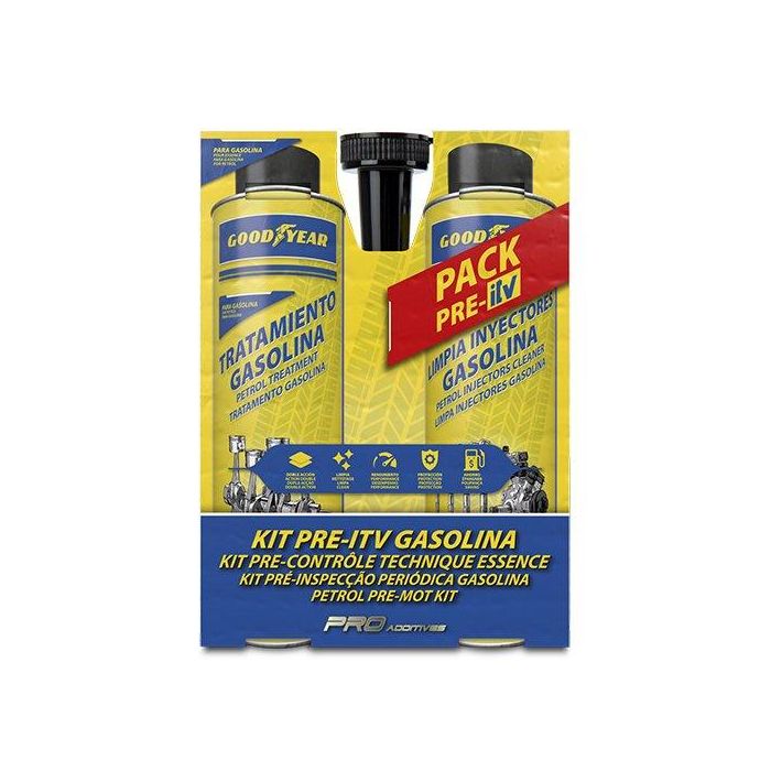 Goodyear Pro Additives ZGODA0006 Kit Pre-ITV Gasolina con Limpia Inyectores y Aditivo de Combustible 600 ml para ITV, Sistema de Combustible y Rendimiento Motor 4