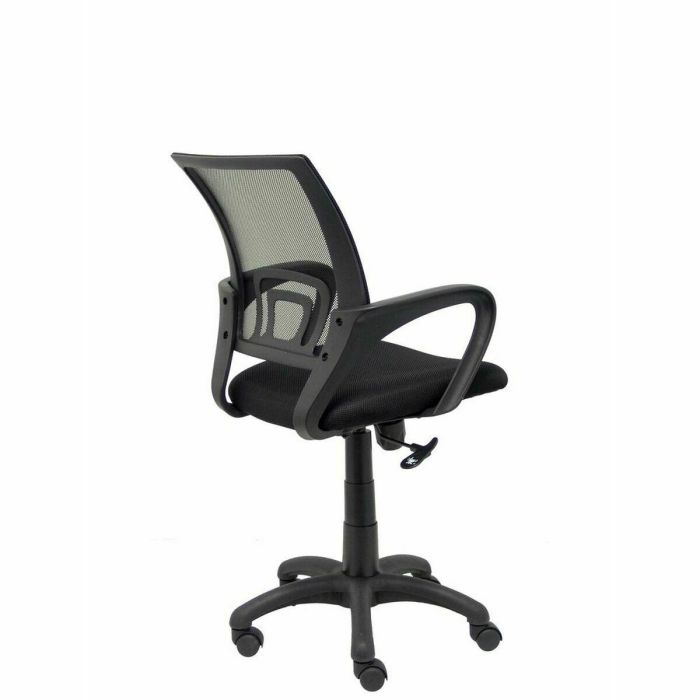 Piqueras y Crespo Silla Operativa Vianos con Respaldo de Malla y Asiento Bali Negro, Brazos Fijos, Basculante, Regulable en Altura, Giratoria 360° 3