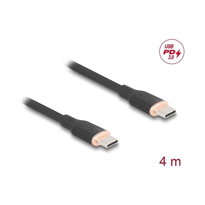 DeLOCK 81240 Cable USB Tipo-C Macho a Macho USB 2.0, 4 Metros, PD 3.0 Hasta 60W, Carga Rápida, 0.48 Gbit/s, Negro 1 DeLOCK 81240 Cable USB Tipo-C Macho a Macho USB 2.0, 4 Metros, PD 3.0 Hasta 60W, Carga Rápida, 0.48 Gbit/s, Negro 1