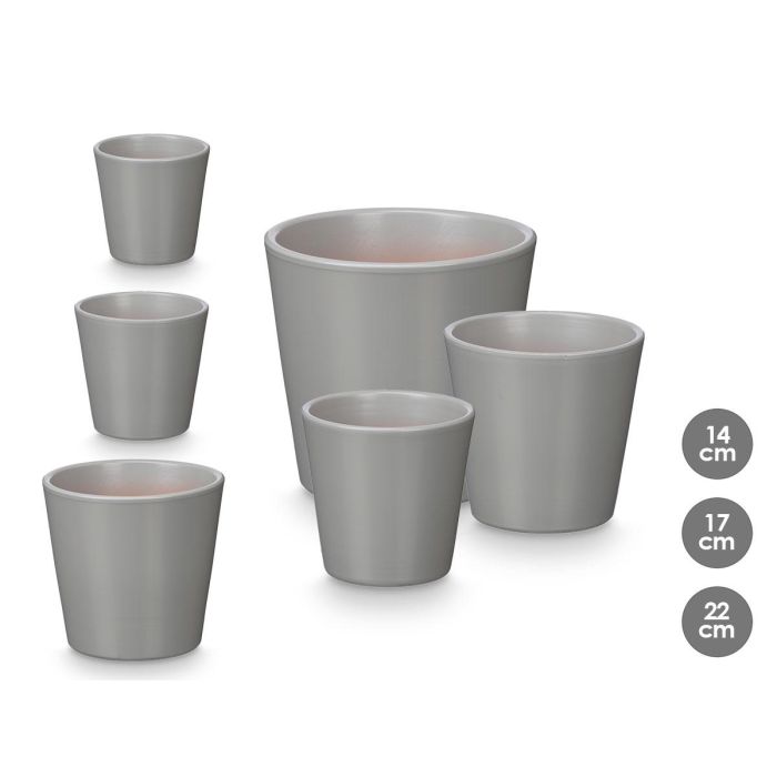 Set 3 Macetas Conica 14 17 22Cm Gris Mate Ibergarden Set 3 Macetas Conica 14 17 22Cm Gris Mate Ibergarden
