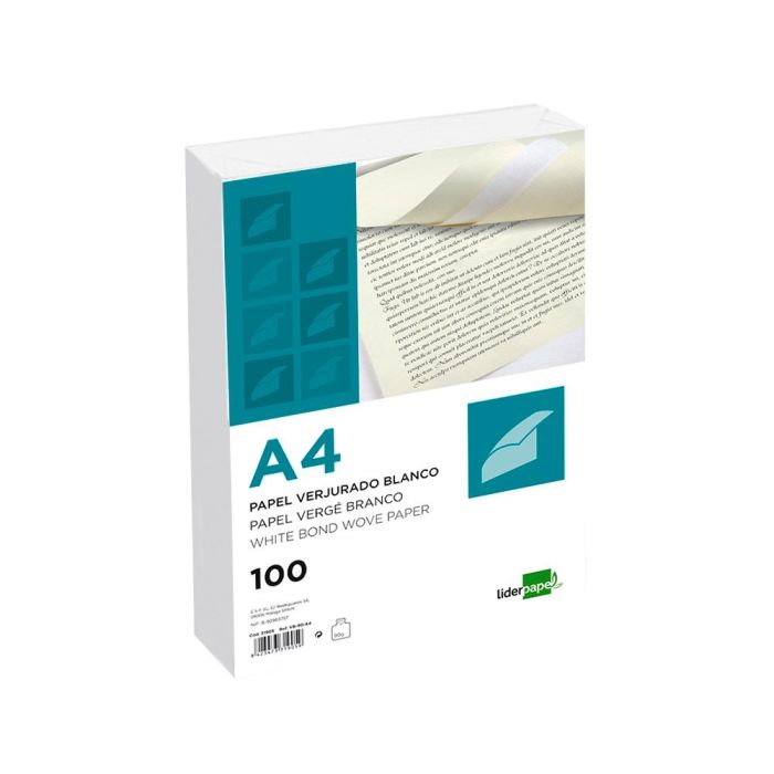 Papel Verjurado Liderpapel A4 120 gr-M2 Blanco Paquete De 100 Hojas 2