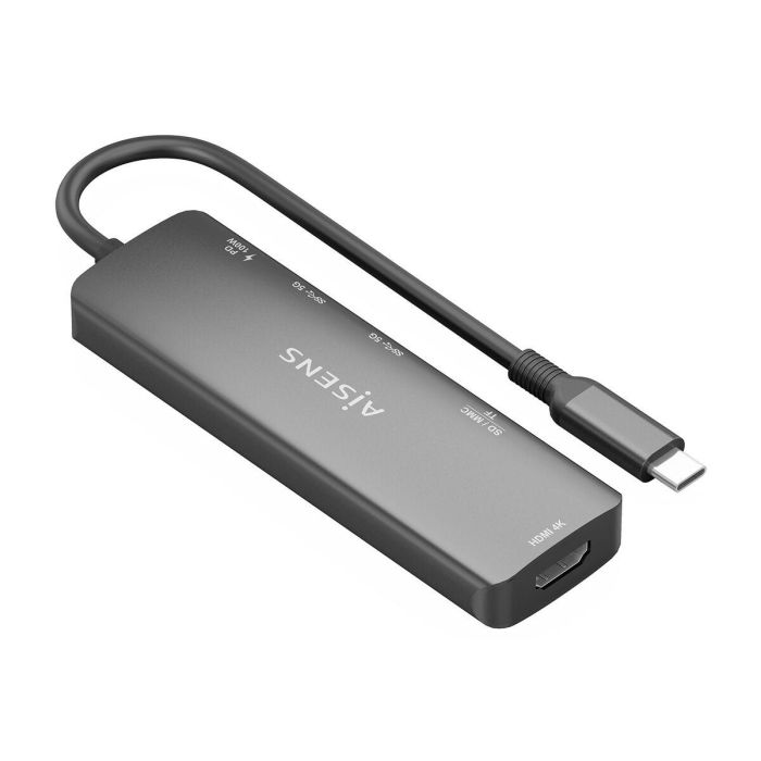 Hub USB Aisens USB-C DOCK 6 EN 1 GRIS Gris 100 W 20 Hub USB Aisens USB-C DOCK 6 EN 1 GRIS Gris 100 W 20