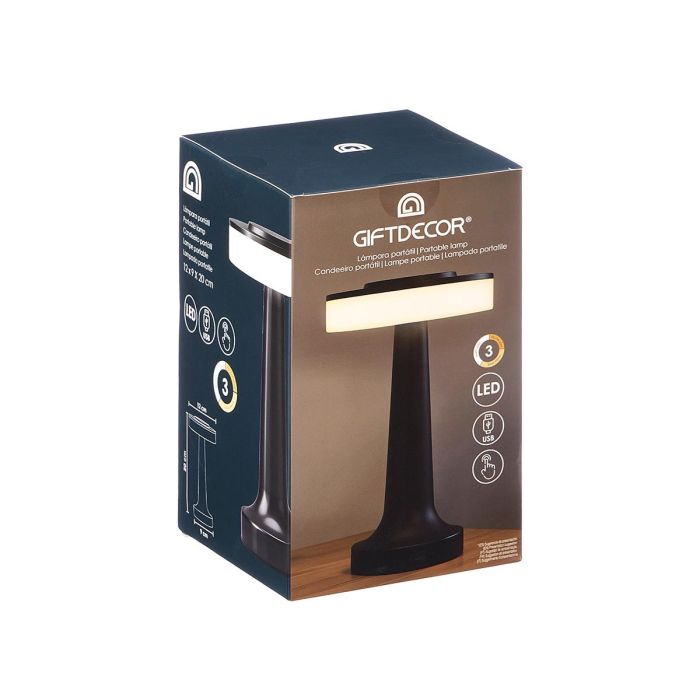 Giftdecor Lámpara Sobremesa Toque Negro 12x20x9 cm 2