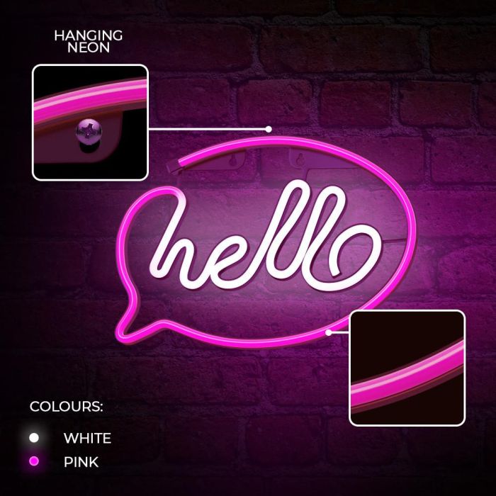 Lampara Forever Neon Led Hello Pink 4 Lampara Forever Neon Led Hello Pink 4