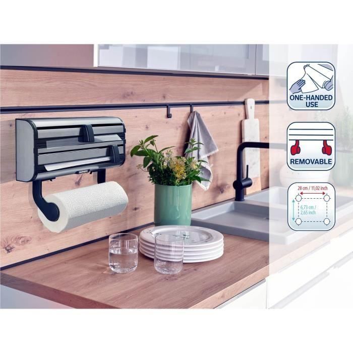 LEIFHEIT Dispensador de toallas de papel film aluminio Parat Royal 25793 Leifheit práctico dispensador de pared 3 rollos con cuchillas afiladas 1 LEIFHEIT Dispensador de toallas de papel film aluminio Parat Royal 25793 Leifheit práctico dispensador de pared 3 rollos con cuchillas afiladas 1