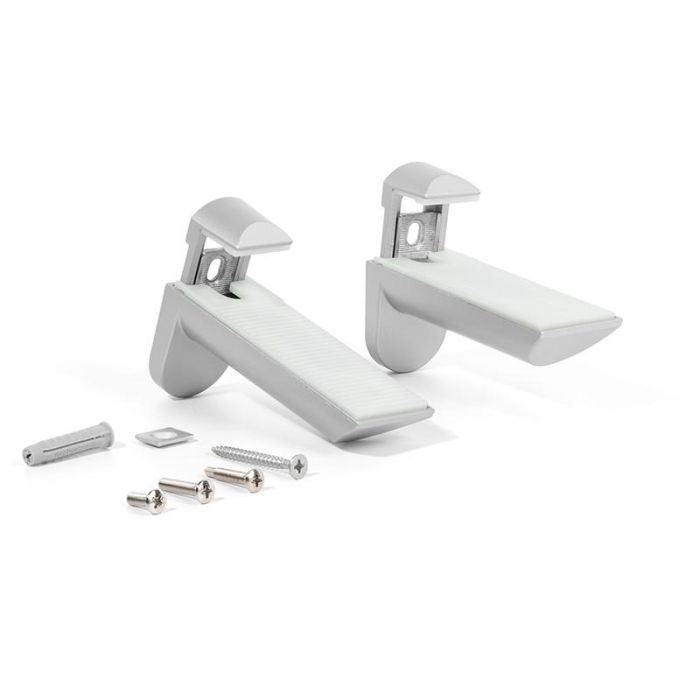 Soporte Estante Mural Modelo Kaiman Acabado En Ral 9006, Inox Y Negro (2Unidades) Acabado Gris Metal Italiana Ferramenta Soporte Estante Mural Modelo Kaiman Acabado En Ral 9006, Inox Y Negro (2Unidades) Acabado Gris Metal Italiana Ferramenta