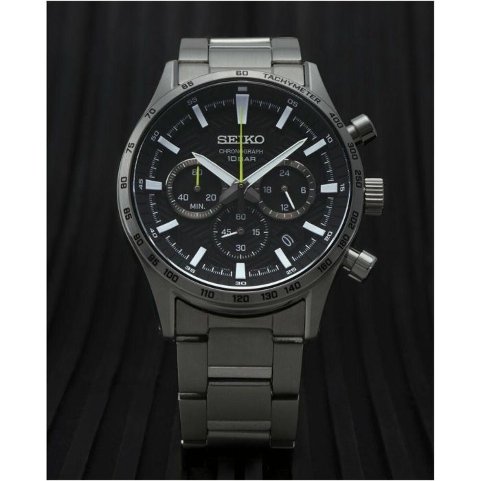 Reloj Hombre Seiko SSB413P1 Negro Plateado 2