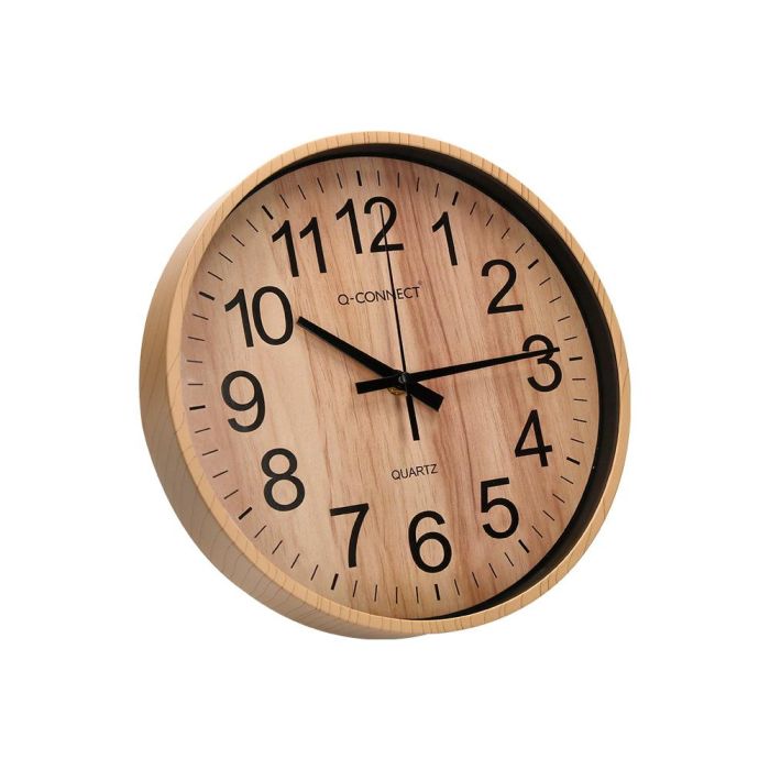 Reloj Q-Connect De Pared De Plastico Redondo 25,7 cm Movimiento Silencioso Color Madera Natural 2