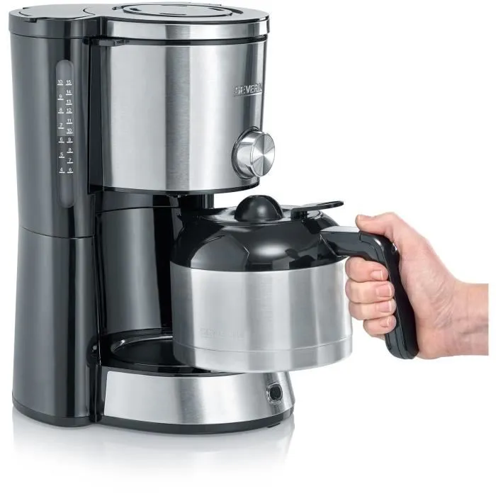 Severin KA4845 Cafetera de filtro con jarra isotérmica, Selector de aroma, 1 L, 1000 W, Acero inoxidable / Negro 2