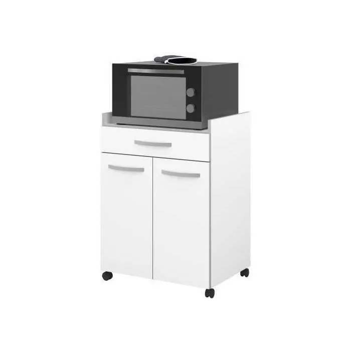 HARMONY Carrito de Cocina Blanco Mate L 60cm x 44.5cm x 81.5cm con Cajón y Puertas 4 HARMONY Carrito de Cocina Blanco Mate L 60cm x 44.5cm x 81.5cm con Cajón y Puertas 4