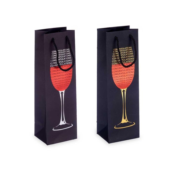 Bolsa Vino Surtidos Copa Letras Kinvara - 12x36x9 cm - Cartón - Oro/Rojo/Negro/Plata (24 Unidades) 1 Bolsa Vino Surtidos Copa Letras Kinvara - 12x36x9 cm - Cartón - Oro/Rojo/Negro/Plata (24 Unidades) 1