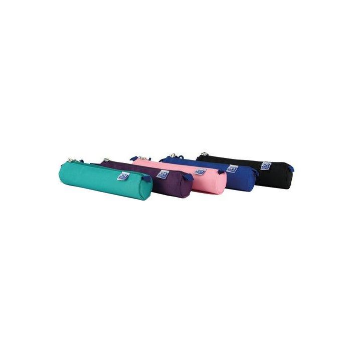 Oxford Estuche Portatodo Redondo Pequeño Poliéster Colores Surtidos - Ice Mint, Malva, Rosa Chicle, Azul Marino, Negro