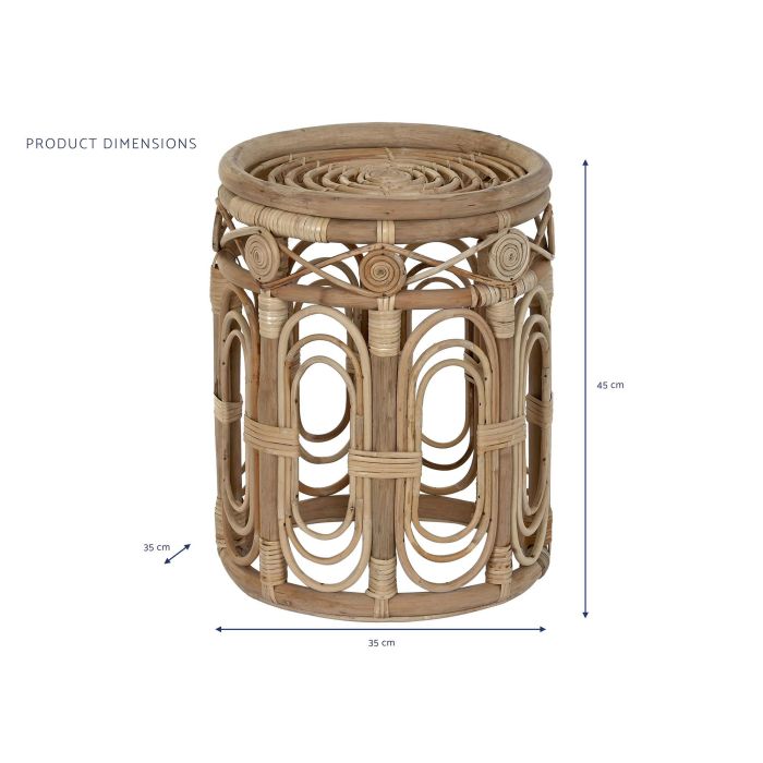 DKD Home Decor Mesita Auxiliar Balines Ratán Natural 35 x 35 x 45 cm 3