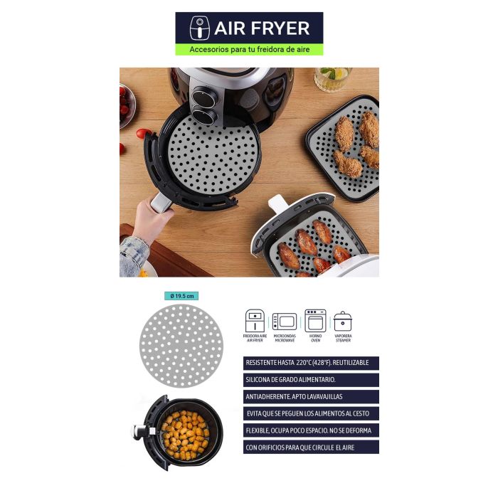 Base de silicona para Air Fryer roja 19.5 cm Quttin - Inde (24 Unidades) 5 Base de silicona para Air Fryer roja 19.5 cm Quttin - Inde (24 Unidades) 5