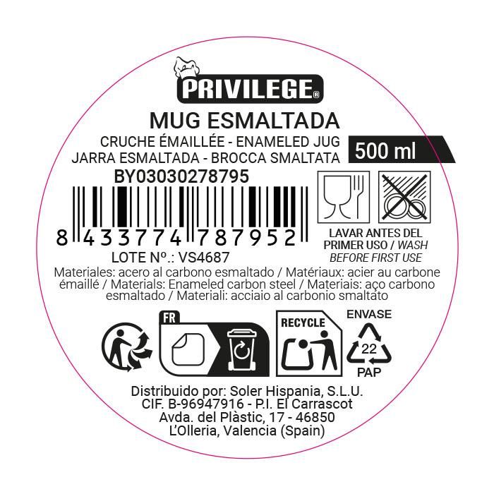 Inde Mug Esmaltada Blanca Van 500ml 5
