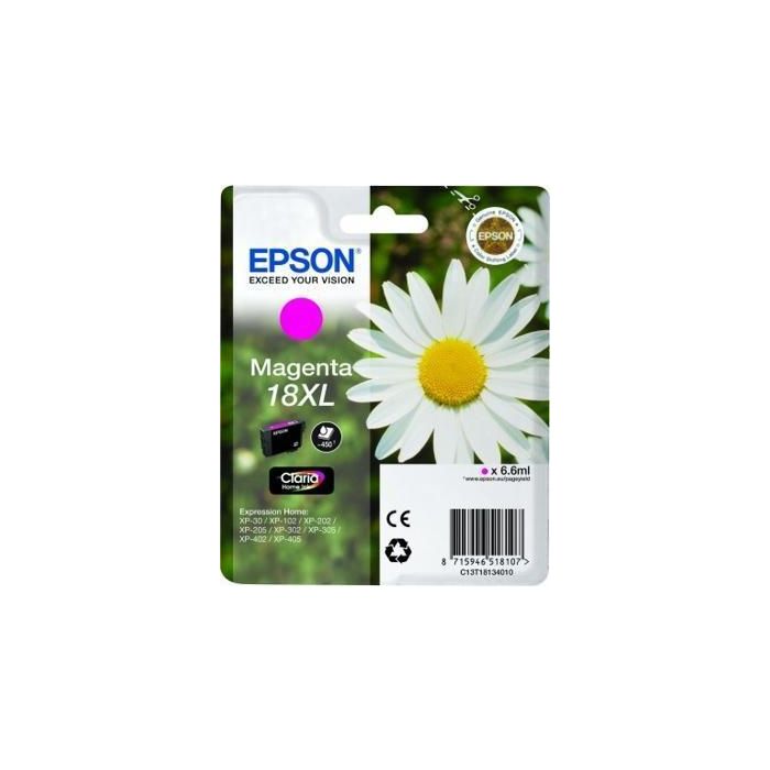 Epson Tinta Magenta 18XL para Expression Home Xp-102, Xp-205, Xp-215, Xp-305, Xp-405 (6.6 ML)