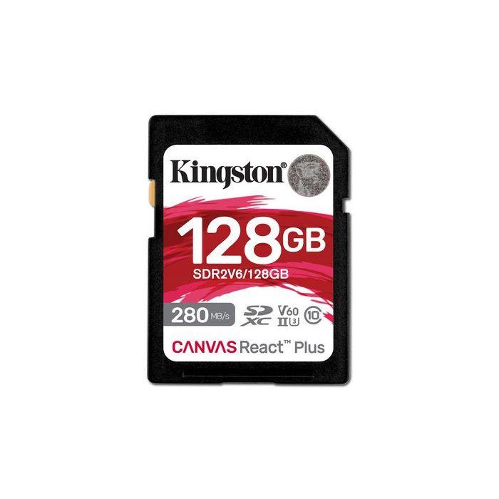 Kingston 128GB Canvas React Plus SDXC UHS-II 280R/100W U3 V60 for Full HD/4K Kingston 128GB Canvas React Plus SDXC UHS-II 280R/100W U3 V60 for Full HD/4K