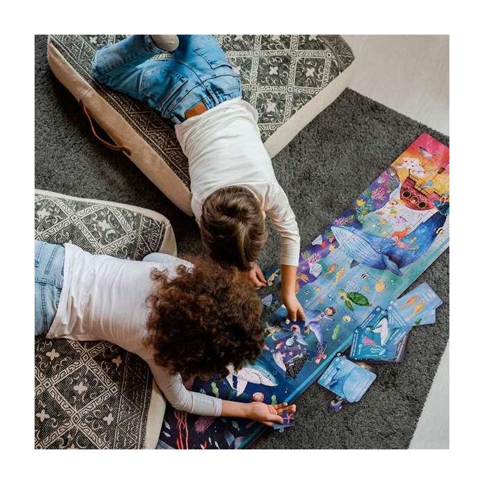 Hape Puzzle Vida Marina Luminiscente 200 Piezas 150x30x0.2cm con 10 Cartas de Datos 3